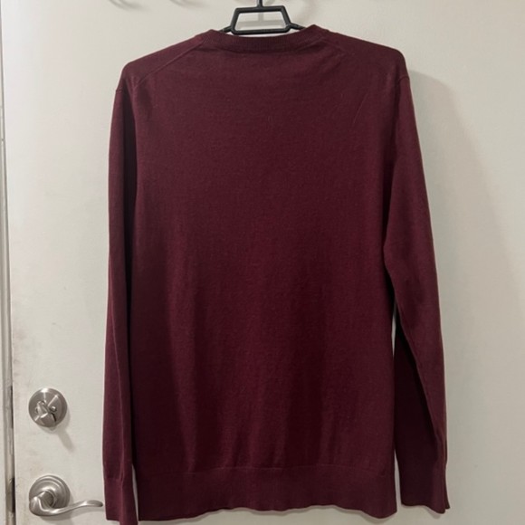 Claiborne Mens Maroon V-Neck Cotton Cashmere Blend Pullover Sweater Size LG - Picture 6 of 11